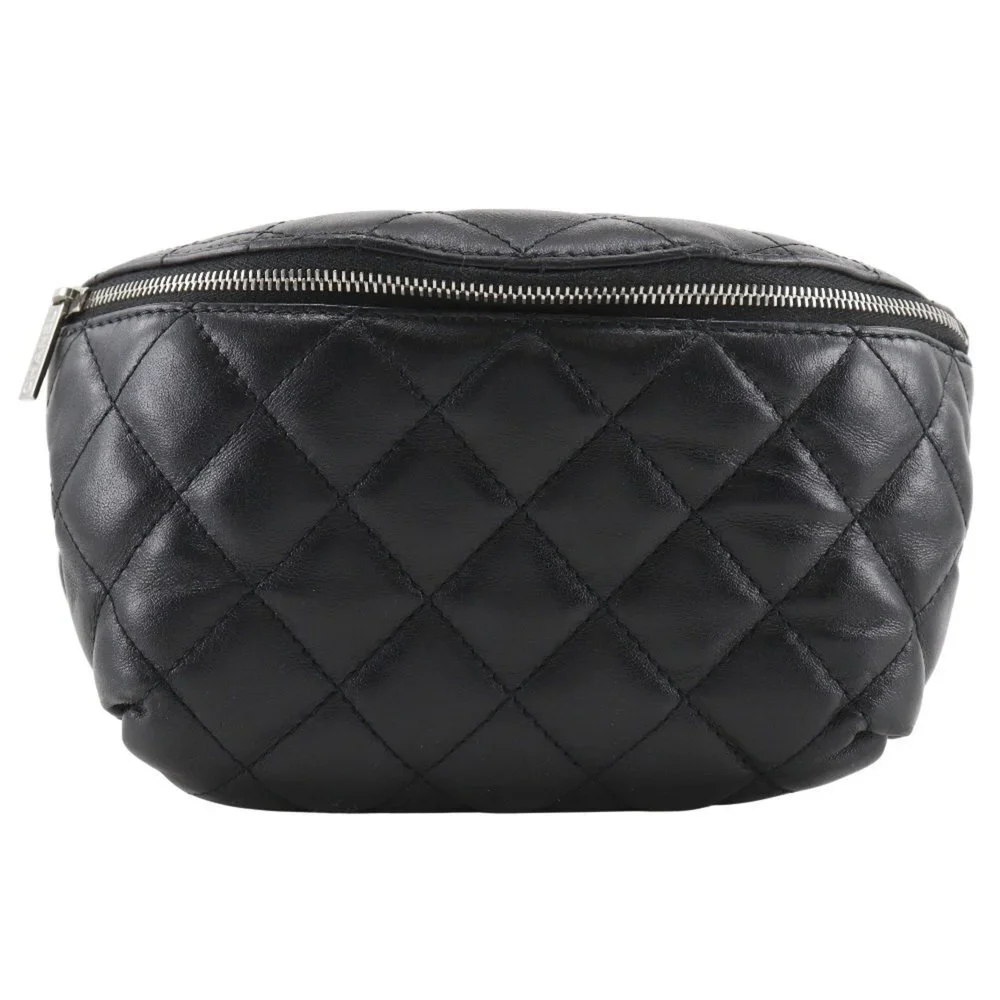 CHANEL Black Lambskin Leather Fanny Pack